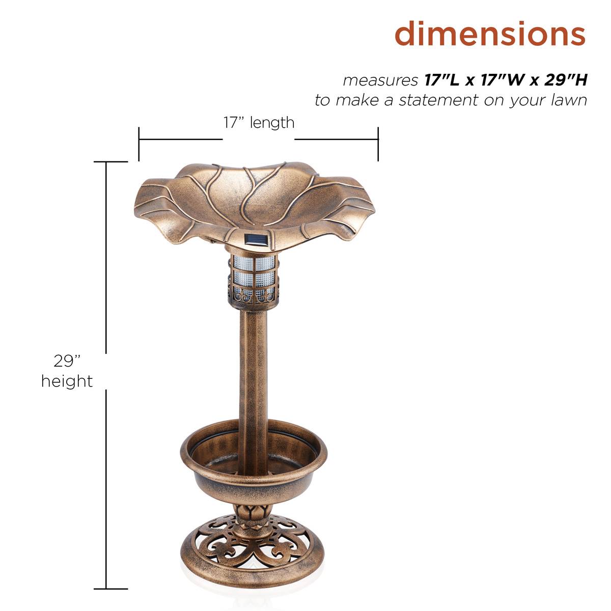 Alpine Solar LED Pesdestal Birdbath W/ Planter