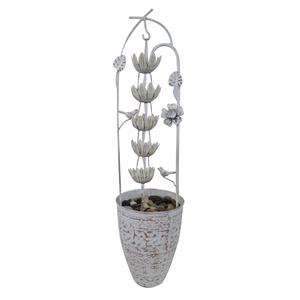 Alpine Metal White Rustic Flower Fountain
