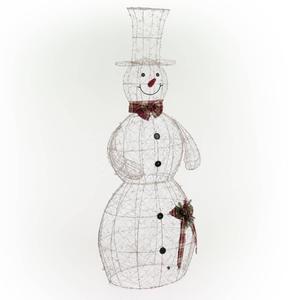 Alpine 6ft. LED Gold Wire Snowman Outdoor Decor