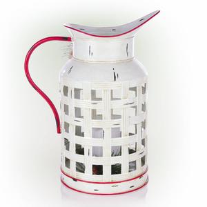 Alpine LED Rustic Metal Pitcher Candle Decor