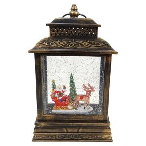 Alpine LED Santa Sleigh and Reindeer Snow Globe