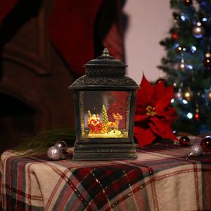 Alpine LED Santa Sleigh and Reindeer Snow Globe alternate view
