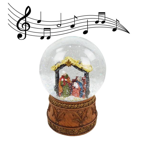 Alpine Nativity Snowglobe with Music
