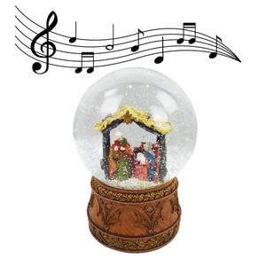 Alpine Nativity Snowglobe with Music