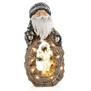 Alpine LED Santa Statue with Carved Wood Look