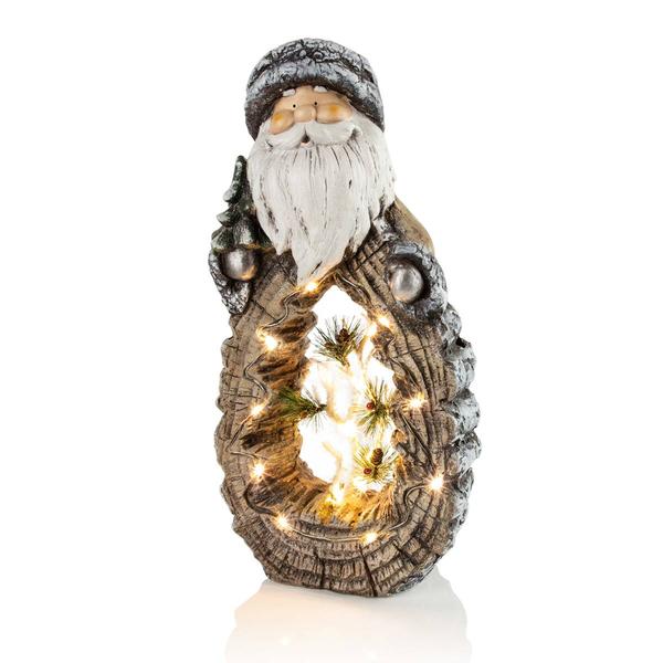 Alpine LED Santa Statue with Carved Wood Look alternate view