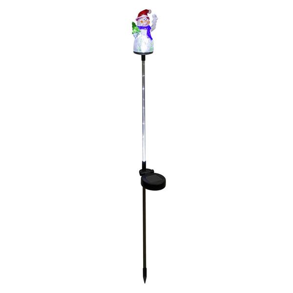 Alpine Solar Powered LED Snowman Pathway Garden Stakes - Set of 2