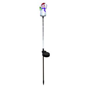 Alpine Solar Powered LED Snowman Pathway Garden Stakes - Set of 2
