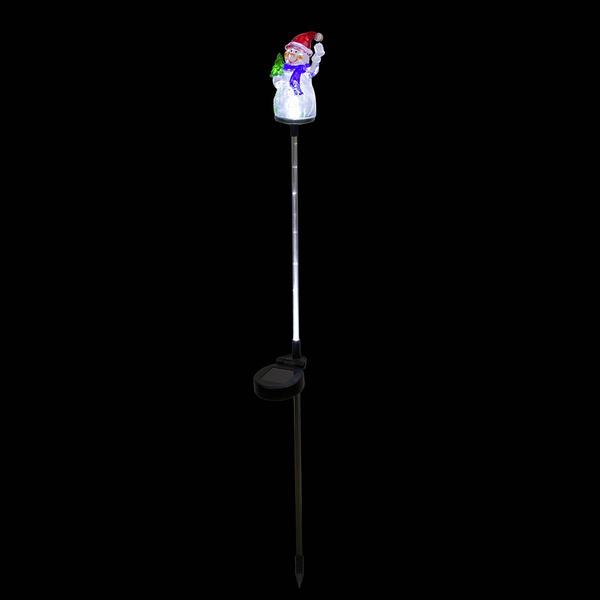 Alpine Solar Powered LED Snowman Pathway Garden Stakes - Set of 2 alternate view