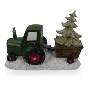 Alpine LED Green Tractor Pulling Tree Statue