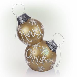 Alpine LED Merry Christmas Stacked Ornaments Statue