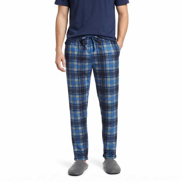 Mens Preswick & Moore(R) Blue/Yellow/White Plaid Silky Pajama Pants