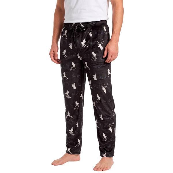 Mens Preswick & Moore(R) Deer Head Silky Fleece Pajama Pants