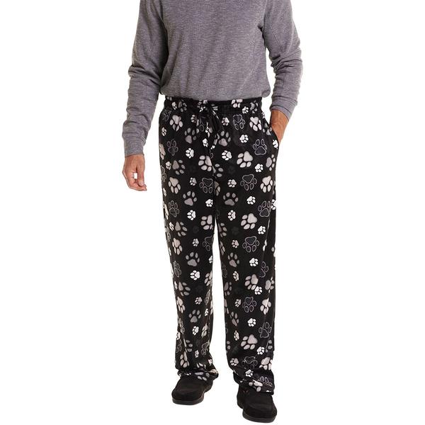 Mens Preswick & Moore(R) Silky Fleece Black Paws Pajama Pants