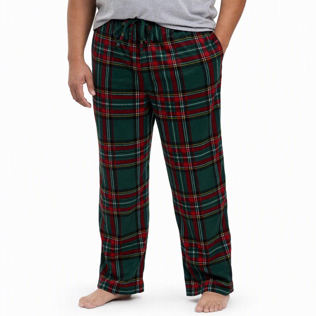 Mens Preswick & Moore(R) Silky Fleece Pajama Pants - Green/Red