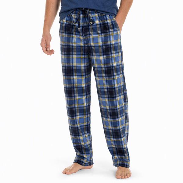 Mens Preswick & Moore(R) Plaid Silky Pajama Pants - Light Blue