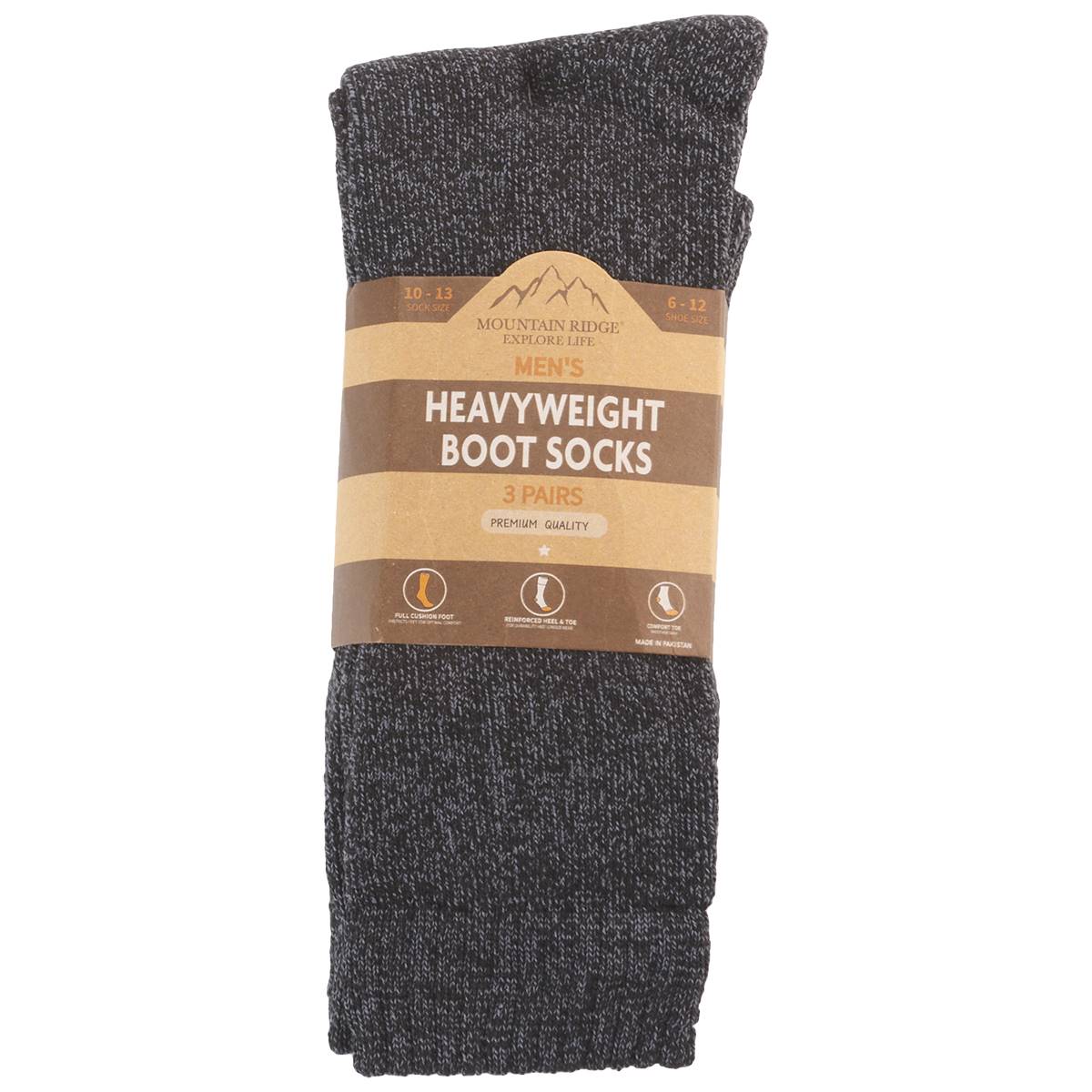 Mens Mountain Ridge(R) 3pk. Seven Apparel Boot Socks - Black/Grey