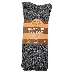 Mens Mountain Ridge 3pk. Boot Socks - Black/White
