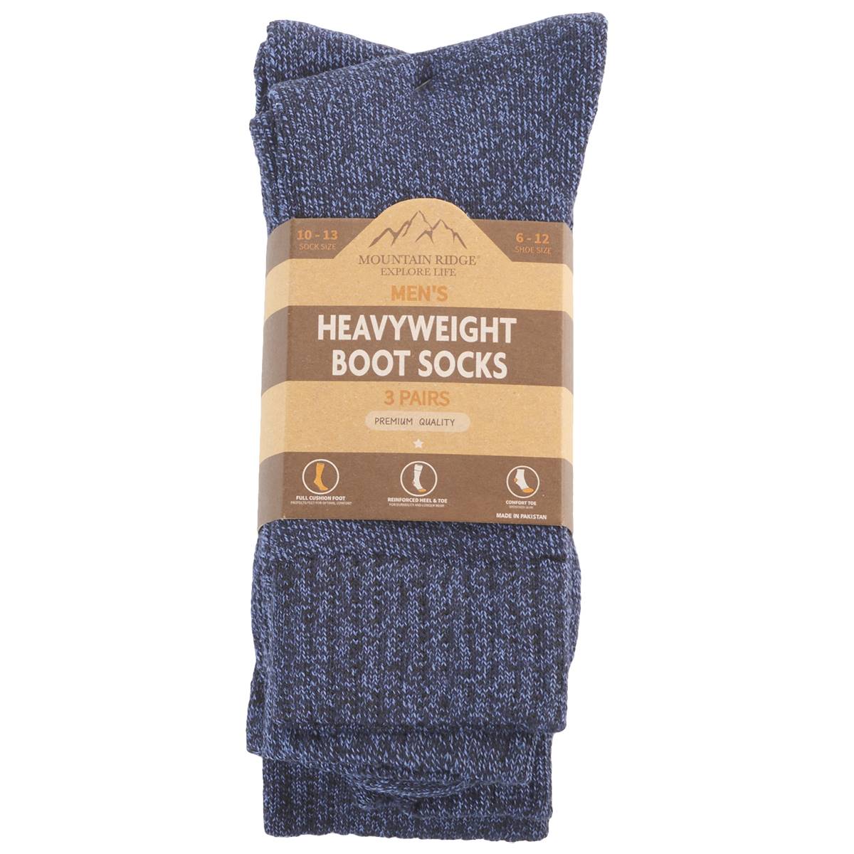 Mens Mountain Ridge(R) 3pk. Seven Apparel Boot Socks - Navy