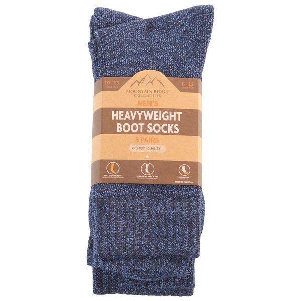 Mens Mountain Ridge 3pk. Seven Apparel Boot Socks - Navy