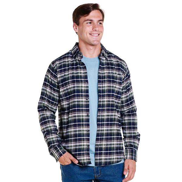 Mens Jackson Hole Flannel Shirt - Navy/Blue/Brown