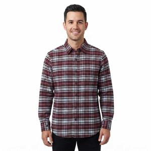 Mens Jackson Hole Flannel Shirt - Burgundy/White