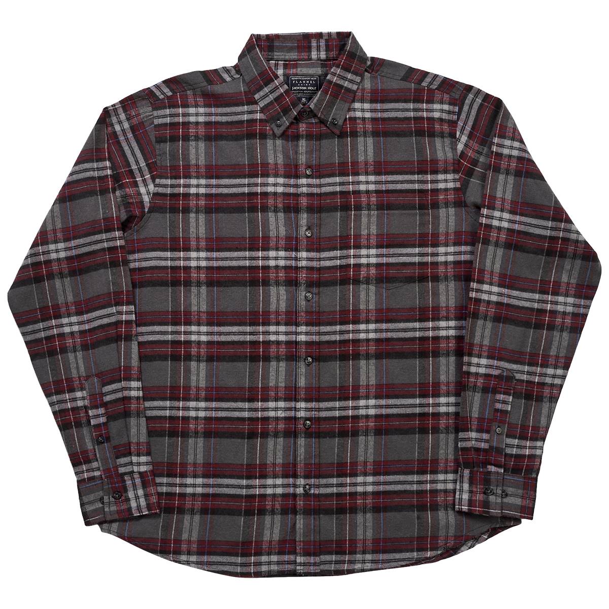 Mens Jackson Hole Flannel Shirt - Grey/Burgundy