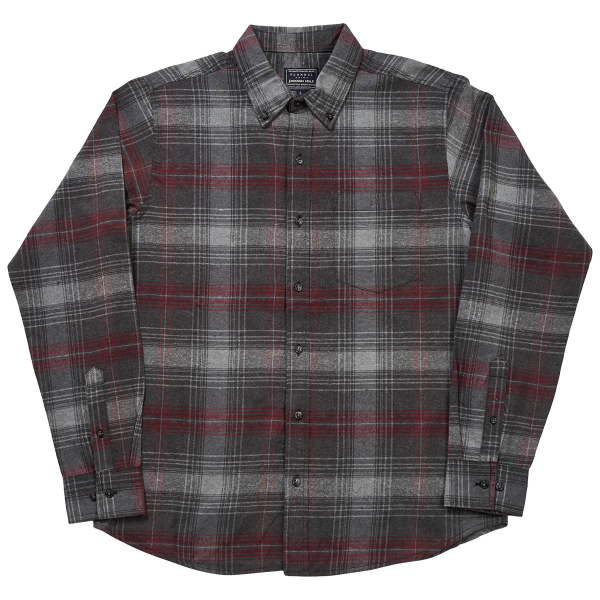 Mens Jackson Hole Flannel Shirt - Grey & Burgundy