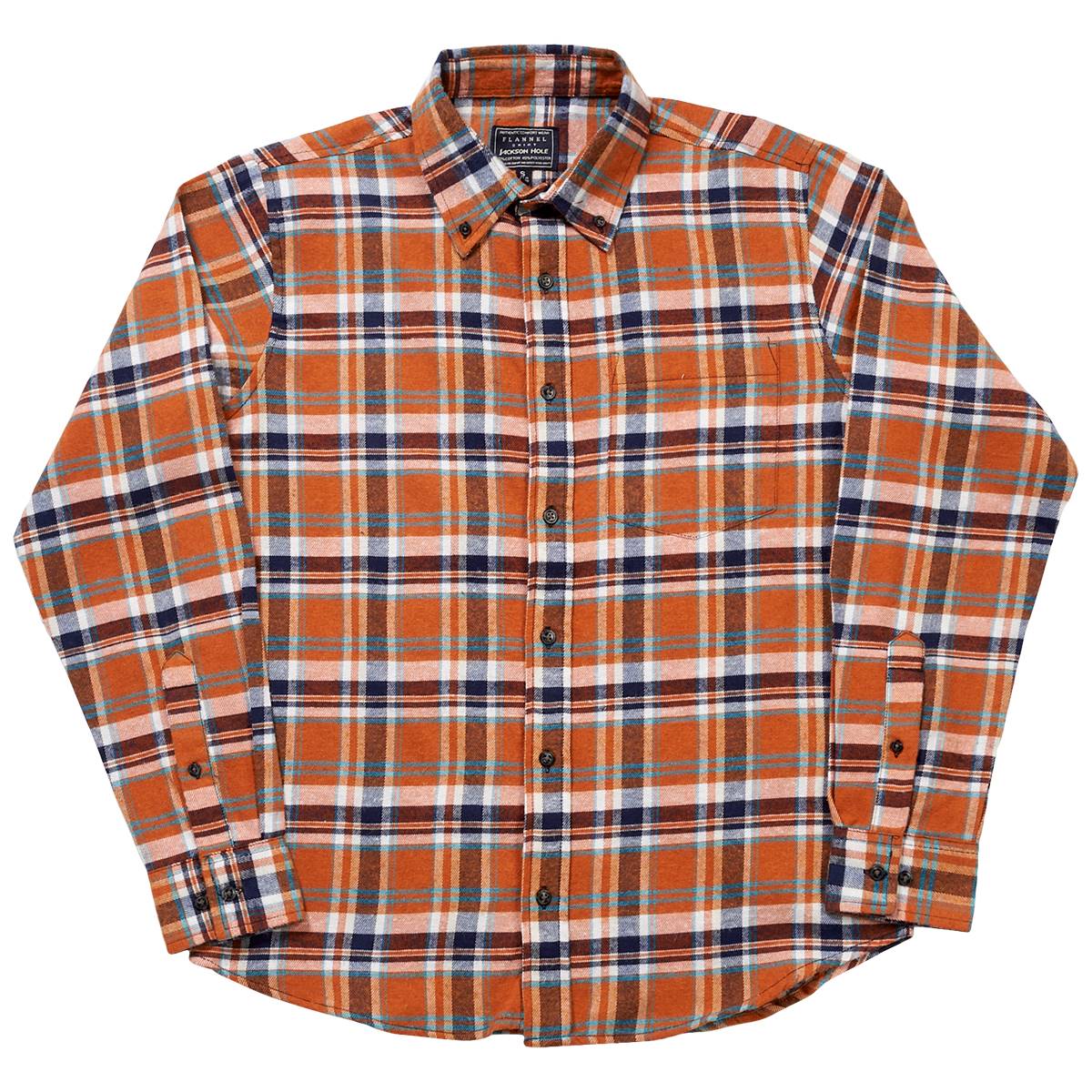 Mens Jackson Hole Flannel Shirt - Orange/Navy