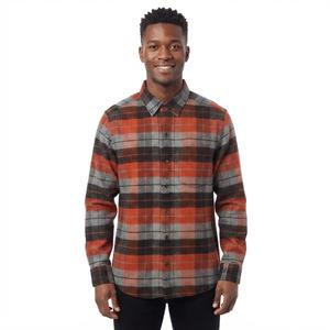 Mens Jackson Hole Long Sleeve Flannel Shirt - Orange/Black/Grey