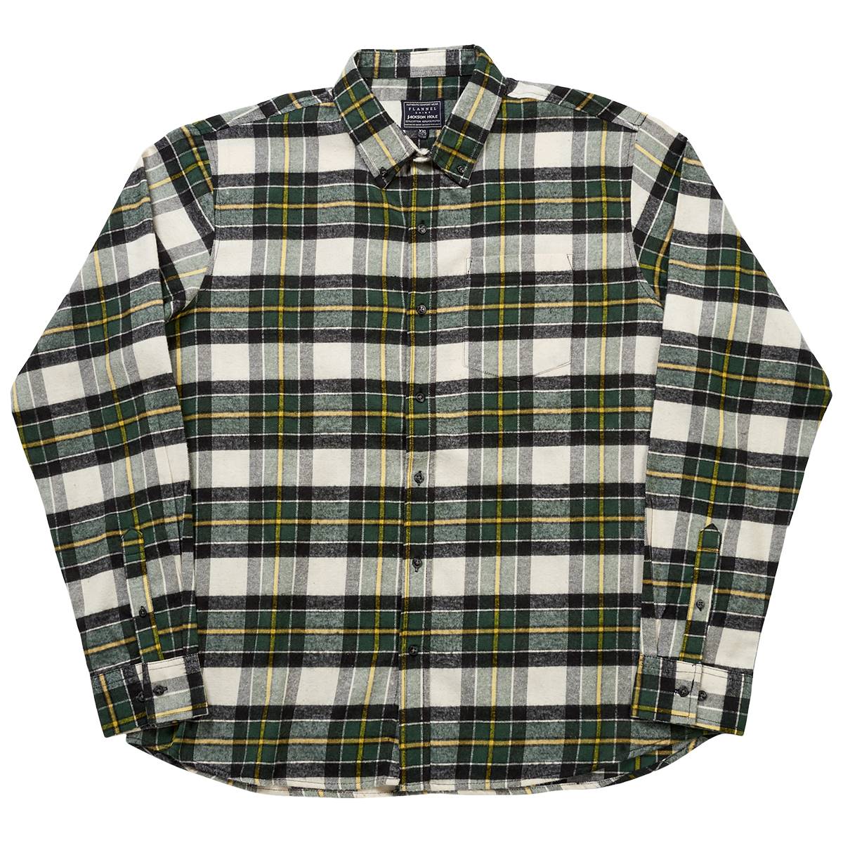 Mens Jackson Hole Flannel Shirt - White/Green/Yellow