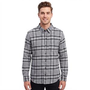 Mens Jackson Hole Long Sleeve Flannel Shirt - Steel Grey/White