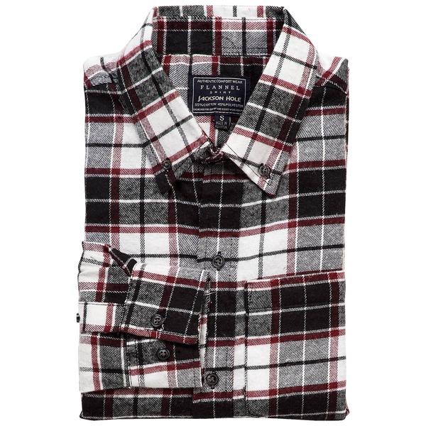 Mens Jackson Hole Long Sleeve Flannel Shirt - Burgundy/Ecru alternate view