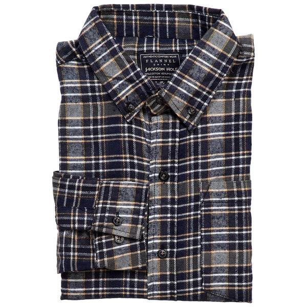 Mens Jackson Hole Long Sleeve Flannel Shirt - Navy/Gold alternate view