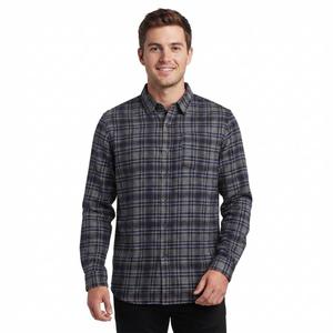 Mens Jackson Hole Long Sleeve Flannel Shirt - Navy/Gold
