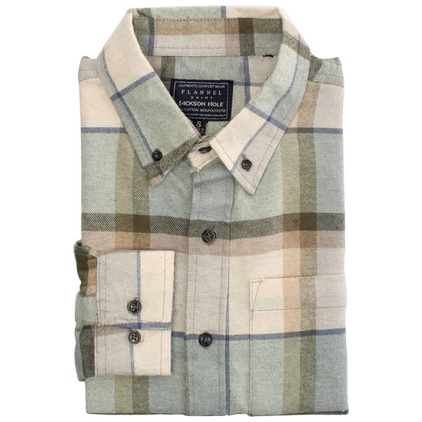 Mens Jackson Hole Long Sleeve Flannel Shirt - Seafoam Green/Tan alternate view