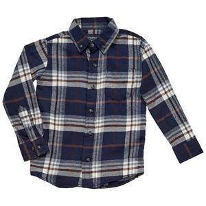 Boys (4-7) Architect(R) Flannel Shirt - Navy/Brown