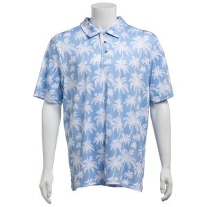 Mens Architect(R) Palm Trees Short Sleeve Polo - Light Blue/White