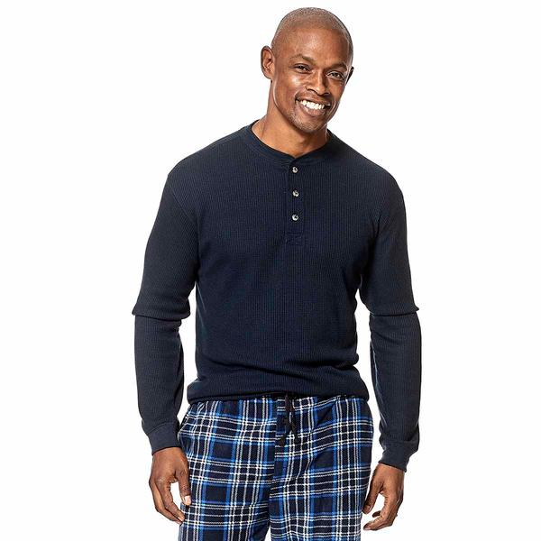 Mens Preswick & Moore(R) Long Sleeve Thermal Henley Pajama Shirt