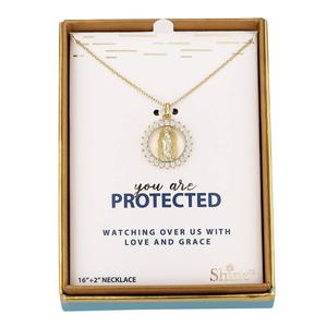 Shine 14kt. Gold Flash Plated CZ Virgin Mary Pendant Necklace alternate view