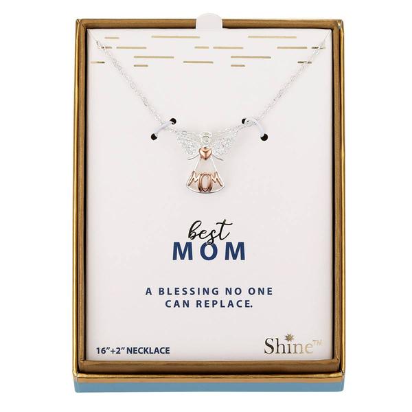 Shine CZ Mom Angel Pendant Necklace alternate view