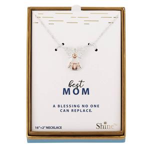 Shine CZ Mom Angel Pendant Necklace alternate view