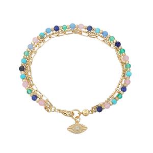 Shine Diamond Cut Evil Eye Beaded Triple Strand Bracelet