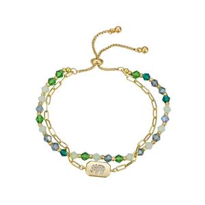 Shine CZ Elephant Crystal Double Strand Bolo Bracelet