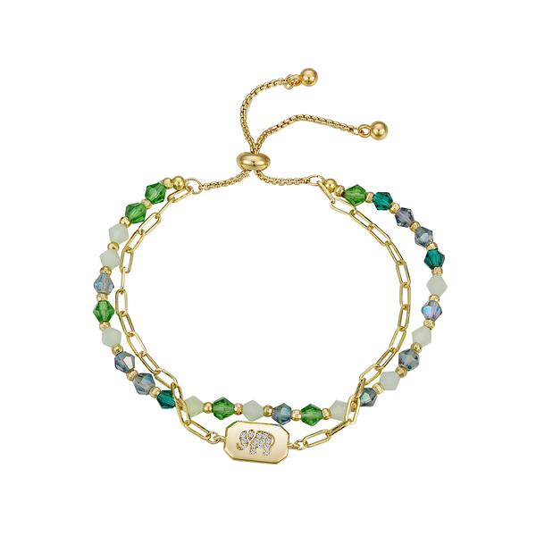 Shine CZ Elephant Crystal Double Strand Bolo Bracelet