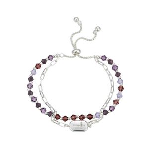 Shine CZ Cross Crystal Double Strand Bolo Bracelet