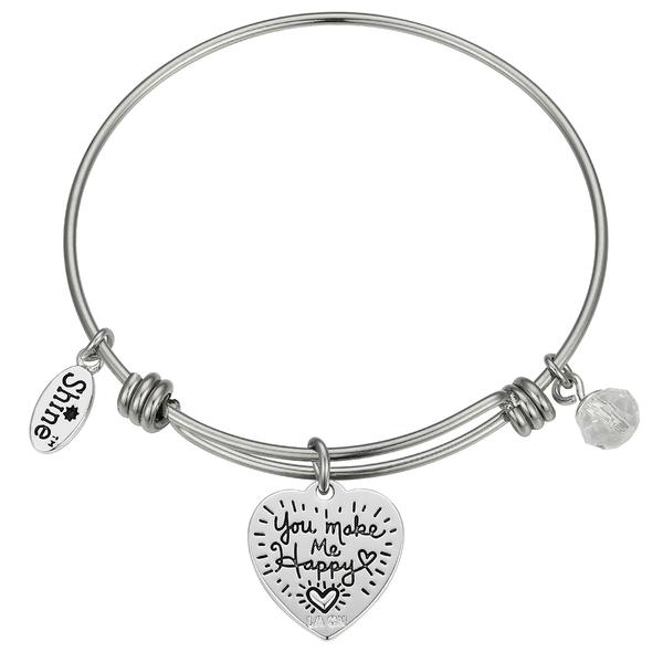 Shine You Make Me Happy Flower Crystal Two-Tone Bangle Bracelet alternate view