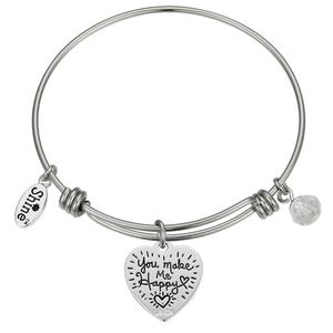 Shine You Make Me Happy Flower Crystal Two-Tone Bangle Bracelet alternate view