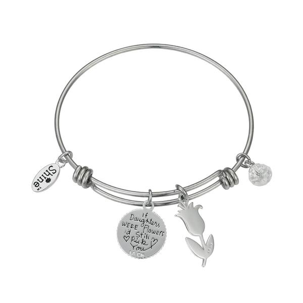 Shine If Daughters Were Flowers Crystal Bangle Bracelet alternate view