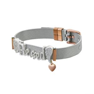 Shine Blessed Crystal Heart & Angel Wing Mesh Bracelet alternate view